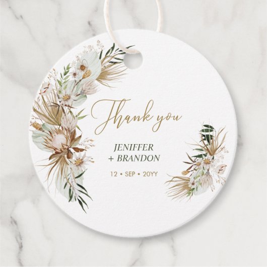 Gold Boho/Bohemian Wedding Hartelijk dank Bedankjes Labels (Voorkant)