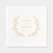 Gold Boho Botanical Floral Country Wedding Folie Servetten (Voorkant)