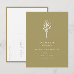 Gold Boho Botanical QR Code Bewaar de datum Aankondigingskaart