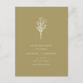 Gold Boho Botanical QR Code Bewaar de datum Aankondigingskaart (Voorkant)