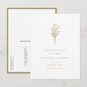 Gold Boho Botanical QR Code Bewaar de datum Aankondigingskaart