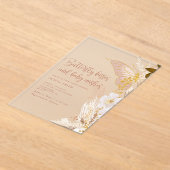 Gold Boho Butterfly kust baby shower Acryl Uitnodigingen (Laagn)