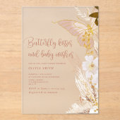 Gold Boho Butterfly kust baby shower Acryl Uitnodigingen (Voorkant)