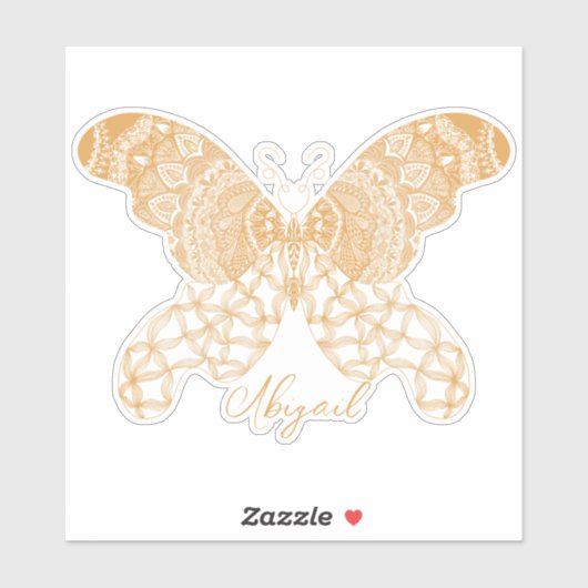 Gold Boho Butterfly Sticker (Vel)