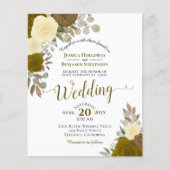 Gold Boho Chic Floral BUDGET Weddenschap (Voorkant)