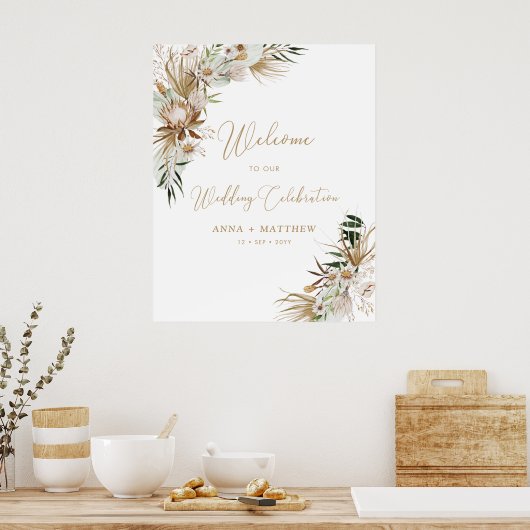 Gold Boho Couples Wedding Celebration Welkom Poster (Keuken)