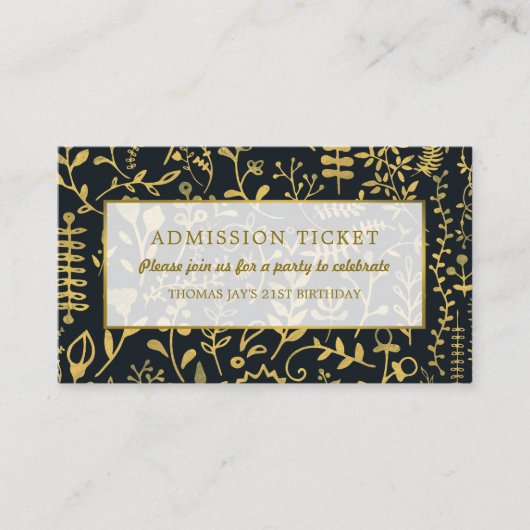 Gold Boho, Floral Admission Ticket Informatiekaartje (Voorkant)