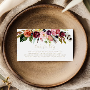 Gold Boho Floral Baby shower Boekaanvraag Informatiekaartje