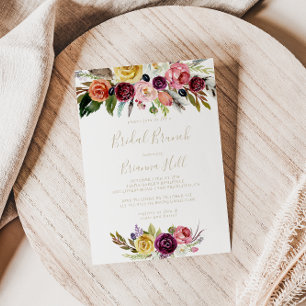 Gold Boho Floral Bridal Brunch Vrijgezellenfeest Kaart