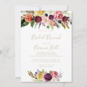 Gold Boho Floral Bridal Brunch Vrijgezellenfeest Kaart (Voorkant)