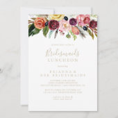 Gold Boho Floral Bridesmaids Luncheon Shower Kaart (Voorkant)