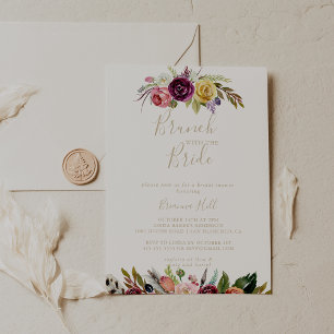 Gold Boho Floral Brunch met de bride Shower Kaart