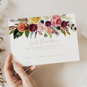 Gold Boho Floral raden hoeveel spel Kaart Visitekaartje