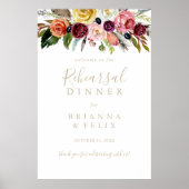 Gold Boho Floral Rehearings Dinner Welcome Sign Poster (Voorkant)