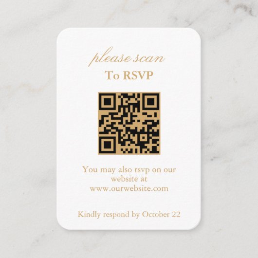 Gold Boho Floral RSVP met QR-code Informatiekaartje (Voorkant)