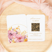 Gold Boho Floral RSVP met QR-code Informatiekaartje