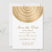 Gold Boho Mandala White Save the Date White Kaart (Voorkant)