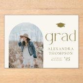 Gold Boho Minimalist Arch Photo Afstuderen Acryl Uitnodigingen (Voorkant)