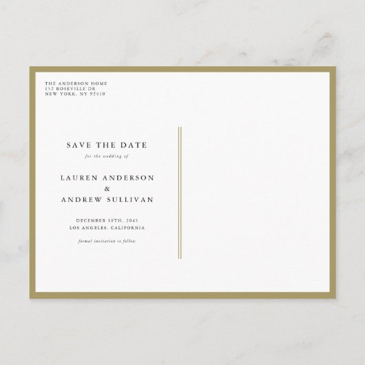 Gold Boho Minimalist Botanical Save the Date Aankondigingskaart (Achterkant)