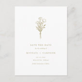 Gold Boho Minimalist Botanical Save the Date Aankondigingskaart (Voorkant)