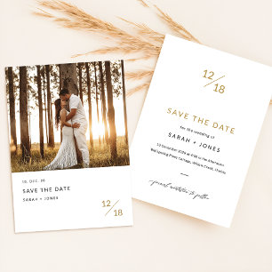 Gold Boho Moderne Minimalistische Foto Save The Date