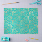 Gold Boho Peacocks op Aqua Decoupage Tissuepapier (Craft)