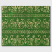 Gold Boho Peacocks op Bright Green Cadeaupapier (Vlak)