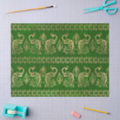 Gold Boho Peacocks op Bright Green Tissuepapier (Craft)