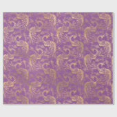 Gold Boho Peacocks op Lavender Cadeaupapier (Vlak)