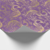 Gold Boho Peacocks op Lavender Cadeaupapier (Hoek)