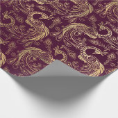 Gold Boho Peacocks op Paars Cadeaupapier (Hoek)
