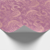 Gold Boho Peacocks op Roze Cadeaupapier (Hoek)