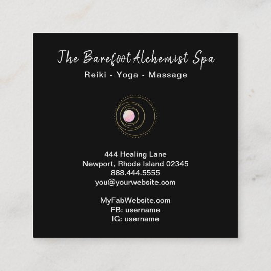 *~* Gold Boho Pink Sacred Geometry Luna Lunar Moon Vierkante Visitekaartje (Achterkant)