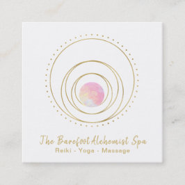 *~* Gold Boho Sacred Geometry Luna Lunar Moon Pink Vierkante Visitekaartje