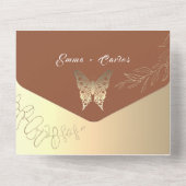 Gold Boho Terracotta Wedding All In One Uitnodiging (Achterkant)