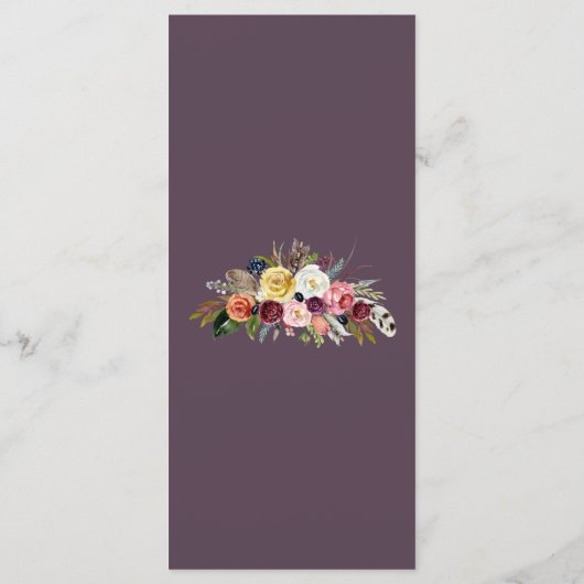 Gold Boho Tropical Floral Dinner Menu (Achterkant)