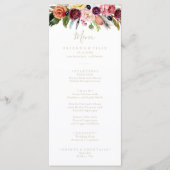 Gold Boho Tropical Floral Dinner Menu (Voorkant)