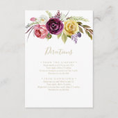 Gold Boho Tropical Floral Wedding Routebeschrijvin Informatiekaartje (Voorkant)
