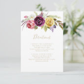Gold Boho Tropical Floral Wedding Routebeschrijvin Informatiekaartje (Staand voorkant)