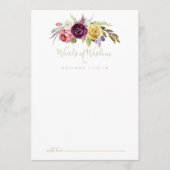 Gold Boho Tropical Floral Wedding Words of Wisdom Advieskaart (Voorkant)
