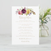 Gold Boho Tropical Wedding Kissing Menu Game Kaart (Staand voorkant)