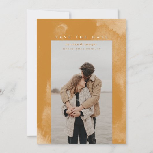 Gold Boho Waterverf Sla de datum op Save The Date (Voorkant)