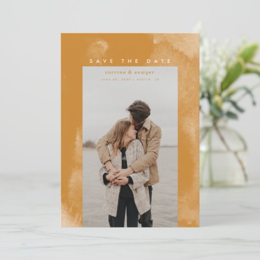 Gold Boho Waterverf Sla de datum op Save The Date (Staand voorkant)