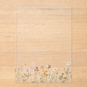 Gold Boho Wildflower Garden Wedding Acryl Uitnodigingen (Voorkant)
