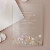Gold Boho Wildflower Garden Wedding Acryl Uitnodigingen