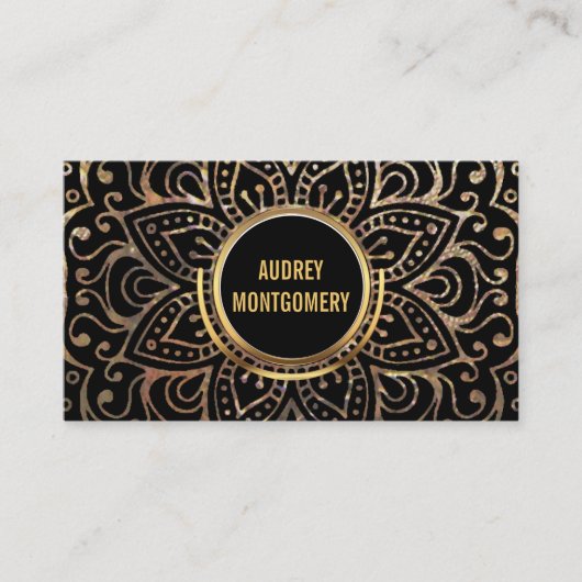 Gold Boho Yoga Instructor | Vloeiend Mandala Patte Visitekaartje (Voorkant)