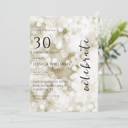 Gold Bokeh 30e verjaardagsfeestje Kaart (Staand voorkant)