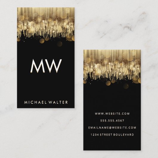 Gold Bokeh | Abstracte achtergrond van Luxemburg Visitekaartje (Voorkant / Achterkant)