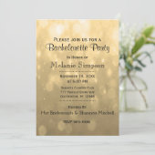 Gold Bokeh | Bachelorette Party Kaart (Staand voorkant)