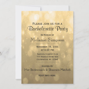 Gold Bokeh Bachelorette Party Kaart